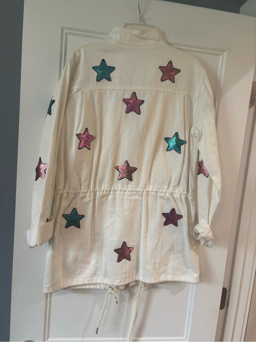 Buddy Love White Jacket with Pink Sequin Star Patch - Picture 2 of 6
